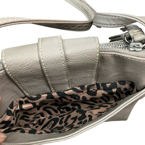 Nine West Zipster Crossbody Messenger Shoulder Gray Leopard Women's Bag - Picture 4 of 9